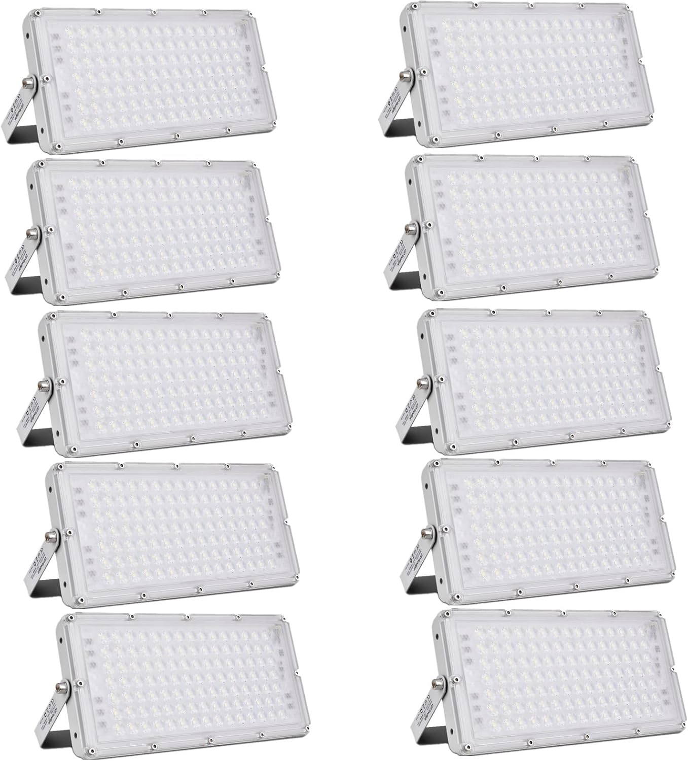 100W LED Fluter,10 Stück10000LM LED Strahler Außen Led Scheinwerfer 6500K Kaltweiß Superhell Aussenstrahler,Ultradünn Flutlicht IP66 Wasserdicht Außenbeleuchtung für Garten, Garage, Sportplatz, Hotel