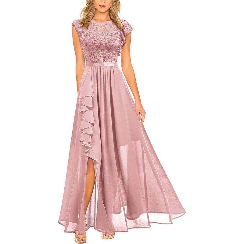 Elegantes Maxi-Chiffonkleid mit Blumenmuster und V-Ausschnitt