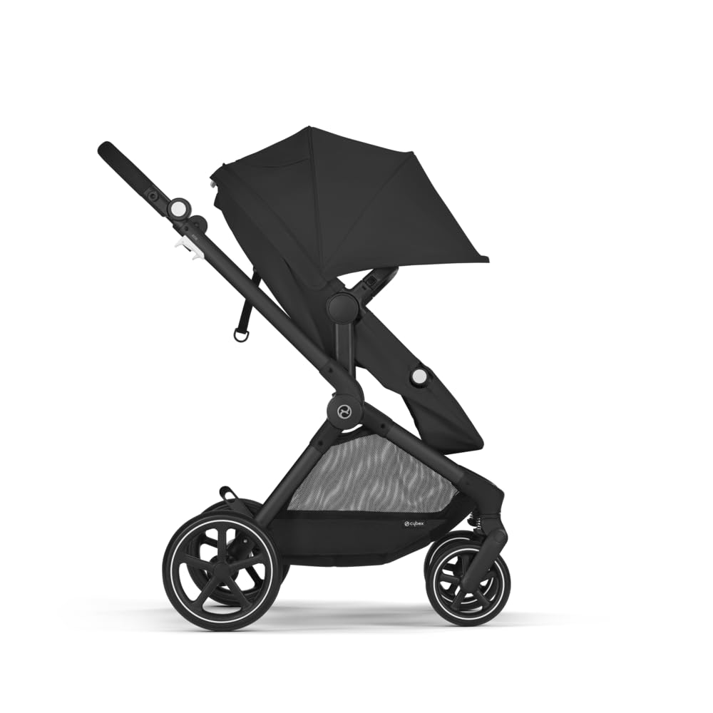CYBEX Gold Kinderwagen EOS Lux 2-in-1, Reisesystem, Ab Geburt bis 22 kg (ca. 4 Jahre), Moon Black