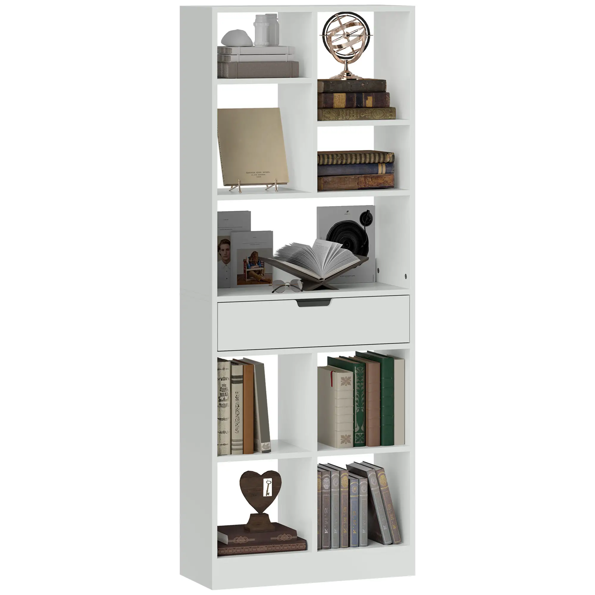 HOMCOM Boekenkast met lade veel opbergruimte Wit