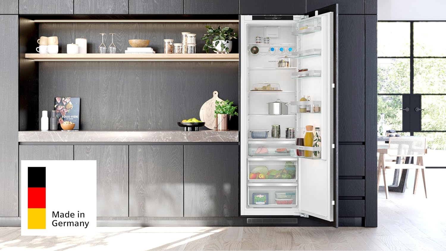 Siemens iQ500 Einbau-Kühlschrank 177,5 x 56 cm Nische, KI81RADC0, 310 L Kühlen, Made in Germany, hyperFresh 0°C Schublade, superKühlen, LED-Beleuchtung, varioShelf, SoftClosing-Türsystem