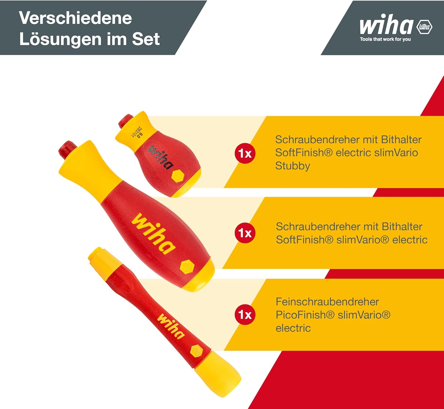 Wiha Elektriker Werkzeug Set slimVario® - 32-teiliges Wechselbitsystem inklusive Funktionstasche & vollisolierten Steckschlüsseln (43465)