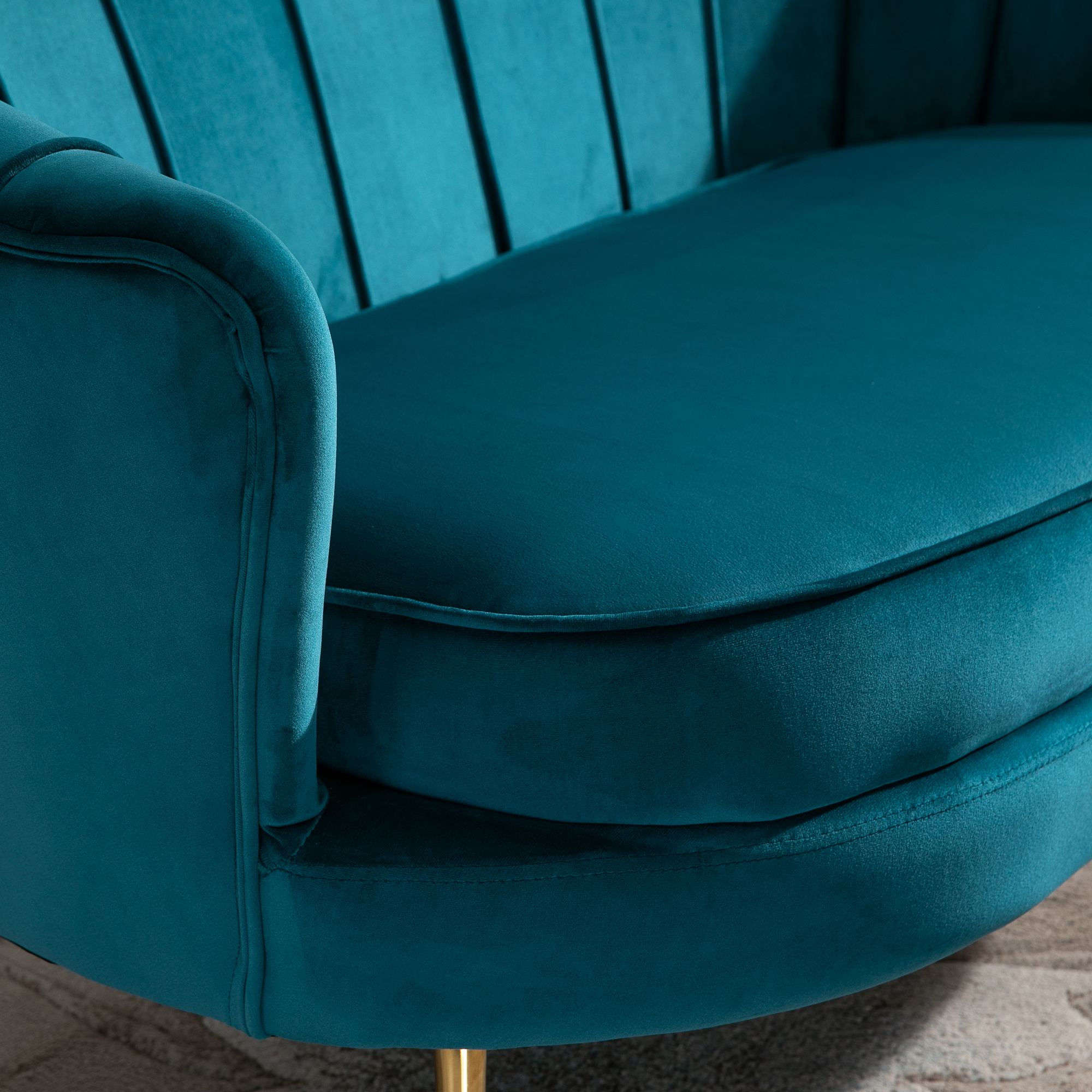 Tweezitsbank, Sofa, Gepolsterde Bank, Samtlook, Dubbelzitbank, tot 150 kg belastbaar, 130 x 77 x 77 cm, Donkergroen