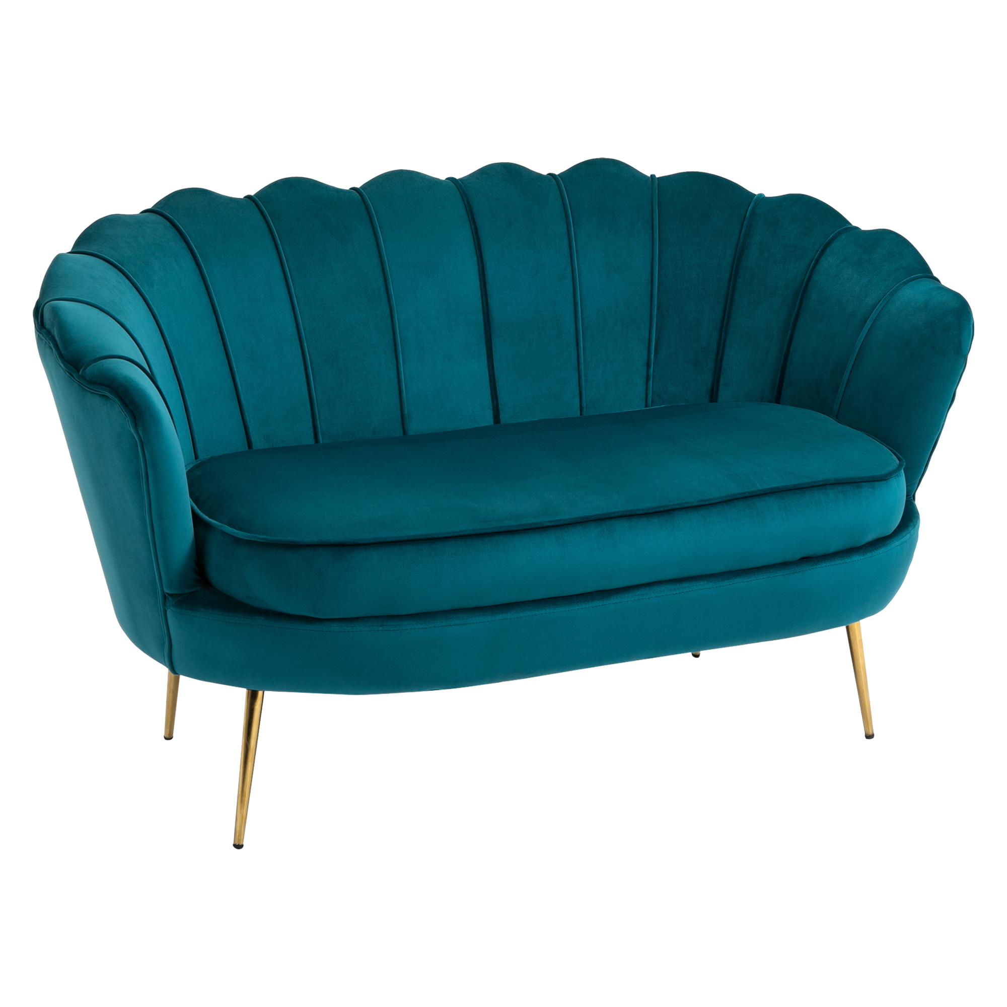 Tweezitsbank, Sofa, Gepolsterde Bank, Samtlook, Dubbelzitbank, tot 150 kg belastbaar, 130 x 77 x 77 cm, Donkergroen
