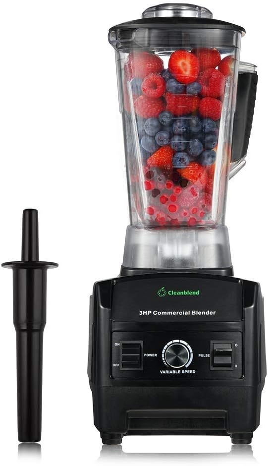 Cleanblend Commercial Blender with 5-Year Full Warranty - 1800W. 3HP. 64oz High-Performance Professional Countertop Blender with Stainless Steel Blades