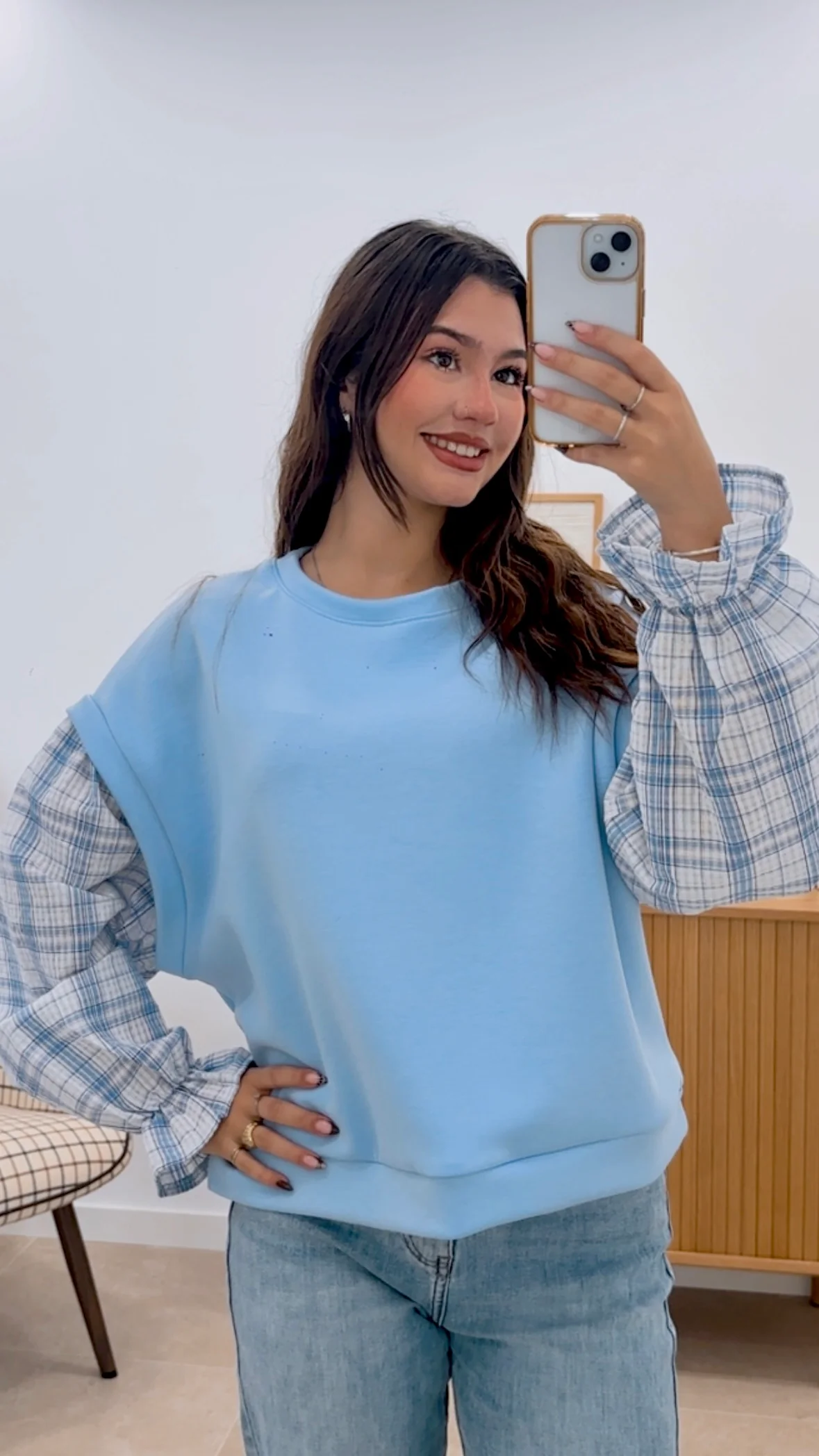 SUDADERA MANGA VICHY