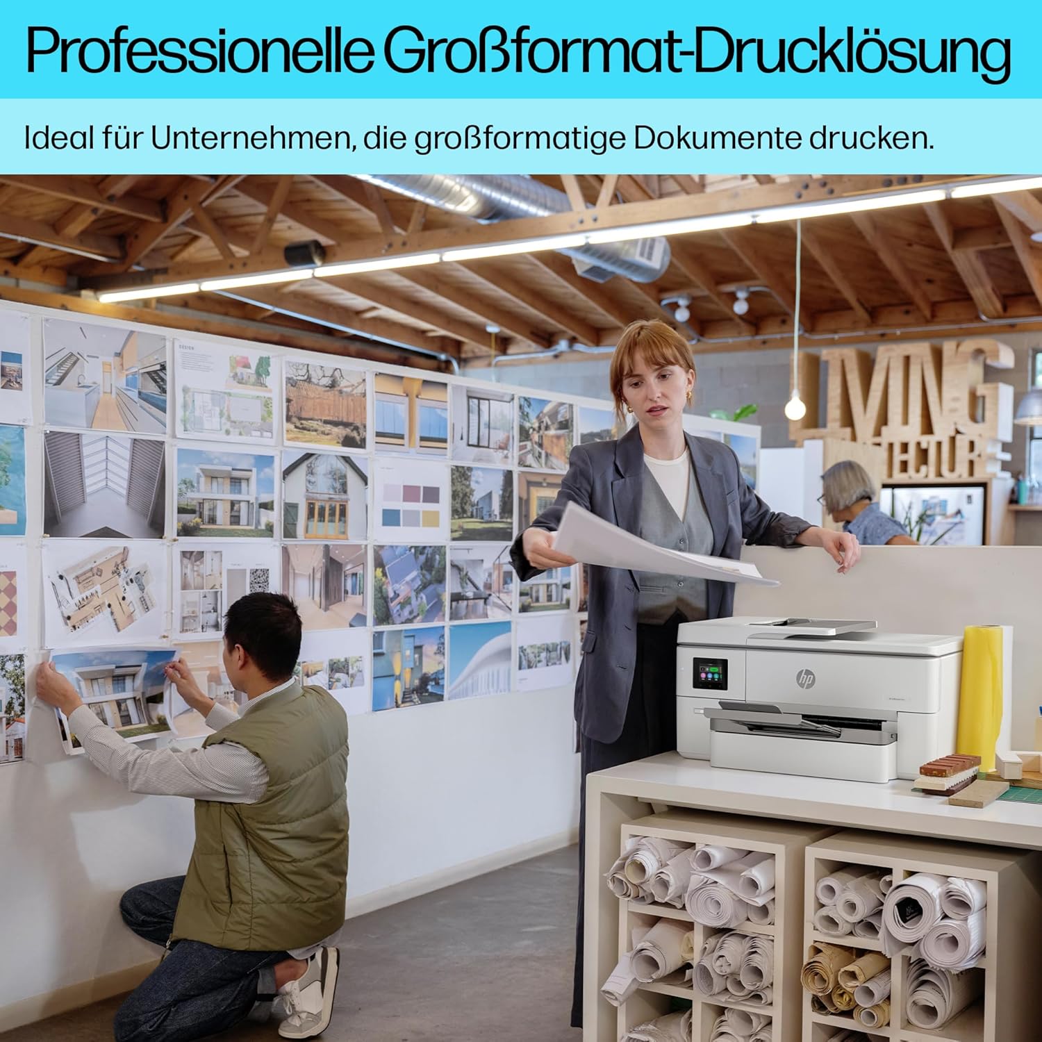 HP OfficeJet Pro 9720e A3-Multifunktionsdrucker, Drucken bis A3, 3 Monate gratis drucken mit HP Instant Ink inklusive, HP+, Drucker, Scanner, Kopierer, Fax, WLAN, LAN, Duplex, Airprint, Grau-Weiß