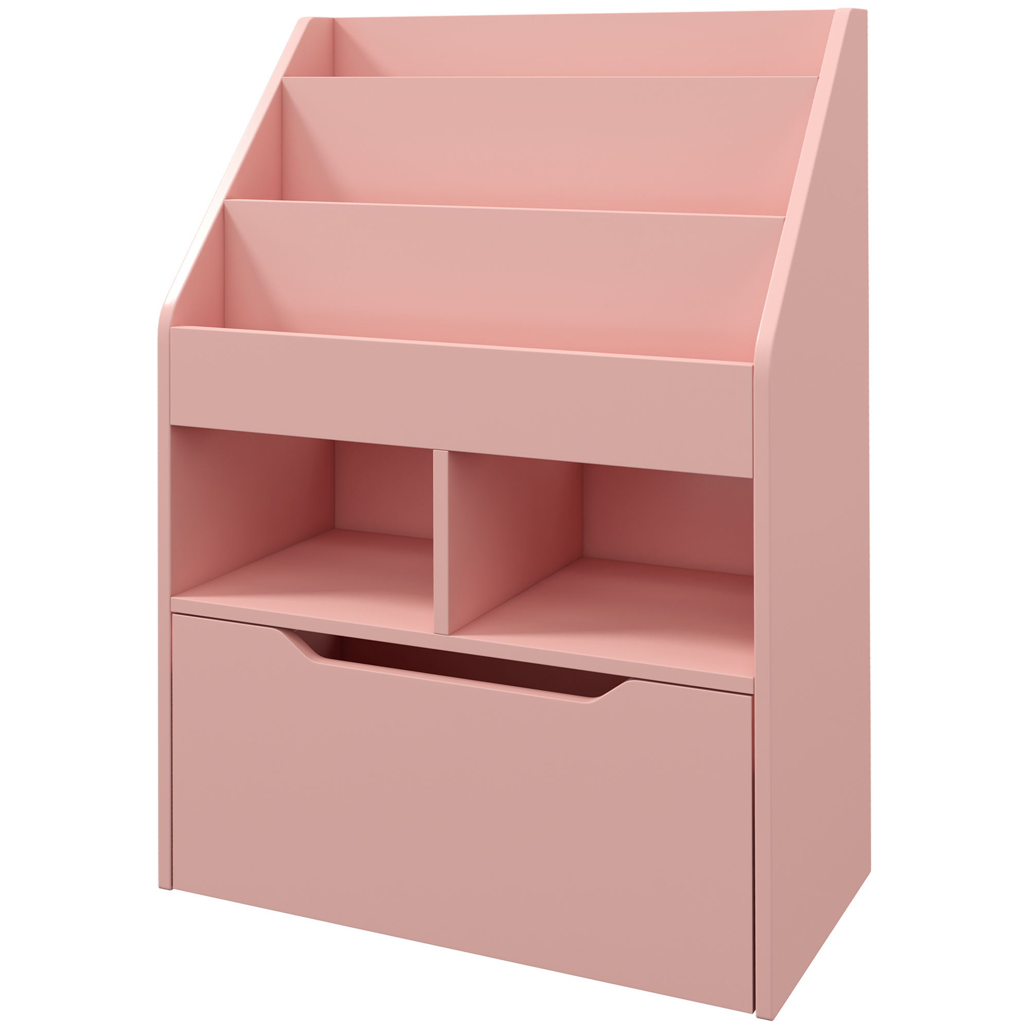 Kinderrek met Lade en Boekenrek met Vakken, 60 x 29,9 x 90 cm, Roze