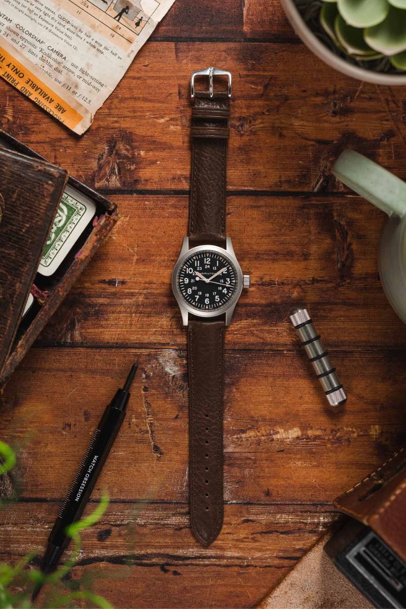 Hirsch CAMELGRAIN No Allergy Leather Watch Strap in BROWN