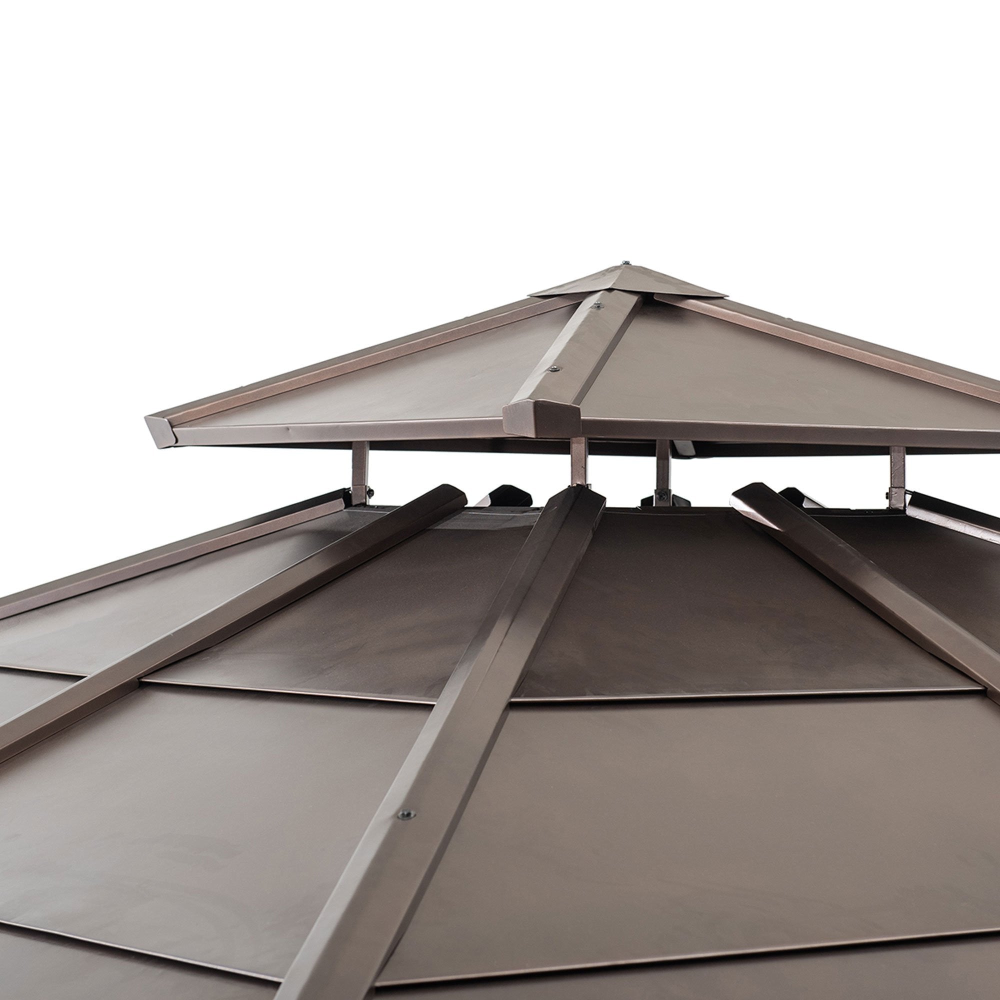 Gazebo con struttura in cedro da 10 piedi x 10 piedi e tetto a padiglione in acciaio a 2 livelli