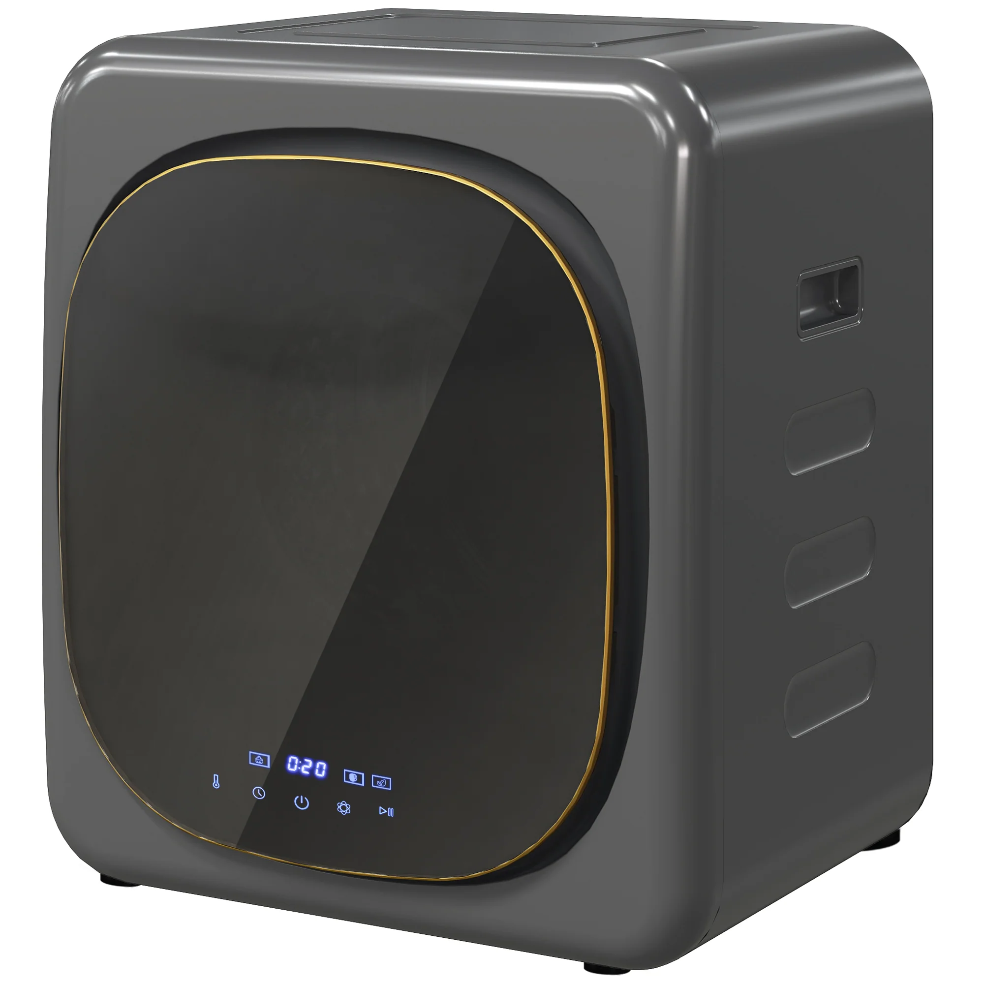 HOMCOM Wasdroger met UV-Desinfectie, Compact Ontwerp, 4 kg Capaciteit, Roestvrij Staal, Grijs