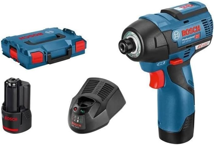 Bosch Professional 12V System Akku Drehschlagschrauber GDR 12V-110 (inkl. 2x Akku GBA 12V 3.0Ah, Schnellladegerät GAL 12V-40l, Einlage Zubehör, Einlage, L-BOXX)