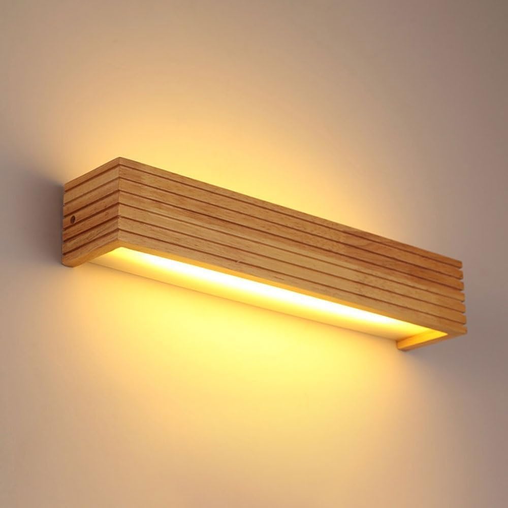 Japanische LED-Wandleuchte aus Massivholz, nordisch-modern, warmweißes Licht, Spiegelwandleuchte, Holz-Schminktischleuchte für Badezimmer und Schlafzimmer