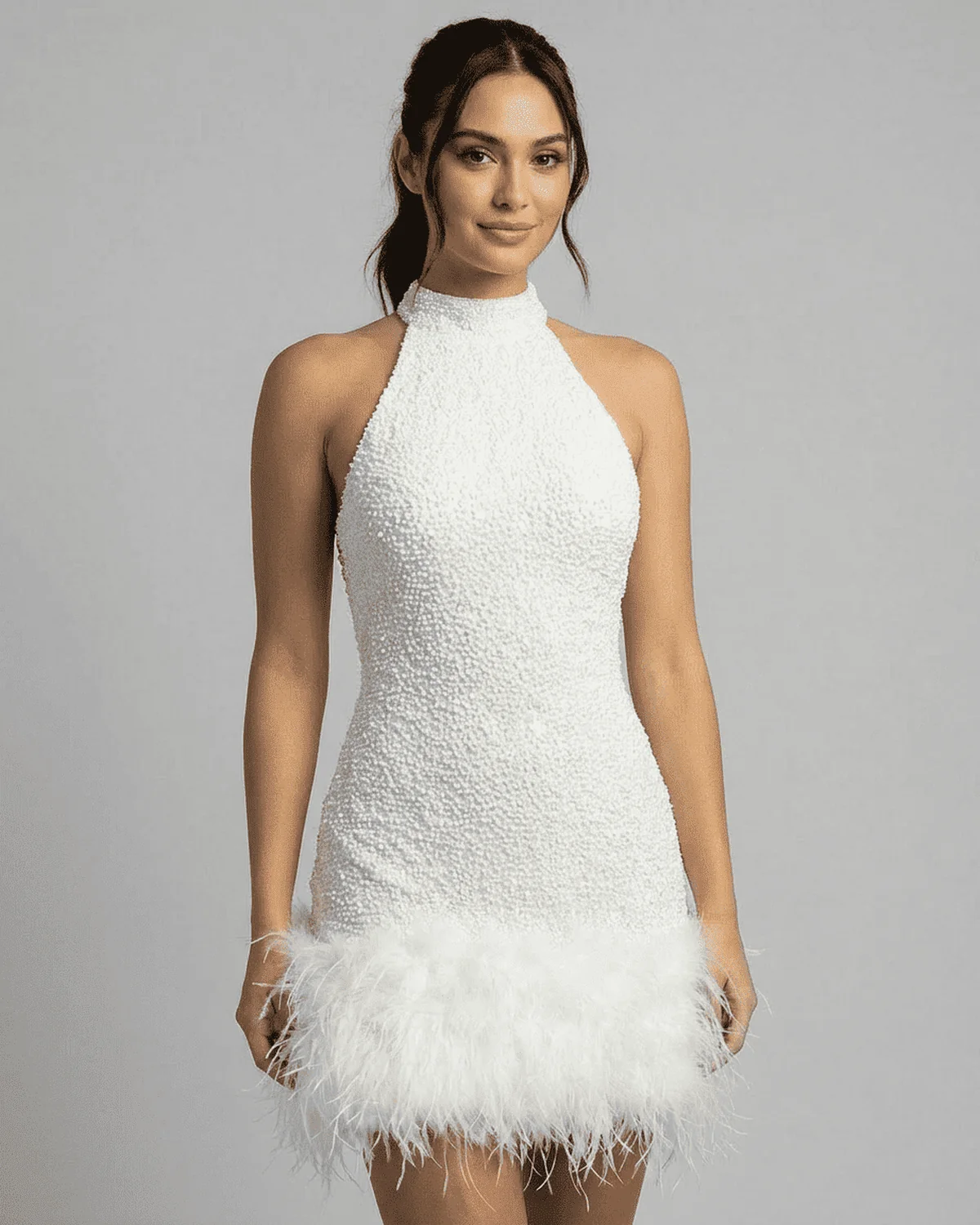 Mini-Kleid f��r Damen mit lockerer Passform und V-Ausschnitt f��r den Alltag