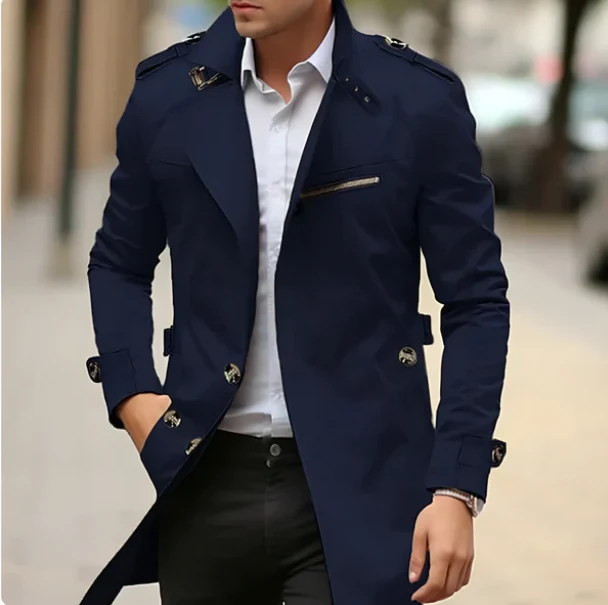 Herren Trenchcoat Klassisch | Leichter Sommermantel atmungsaktiv & wetterfest | Elegante ��bergangsjacke f��r Business & Freizeit