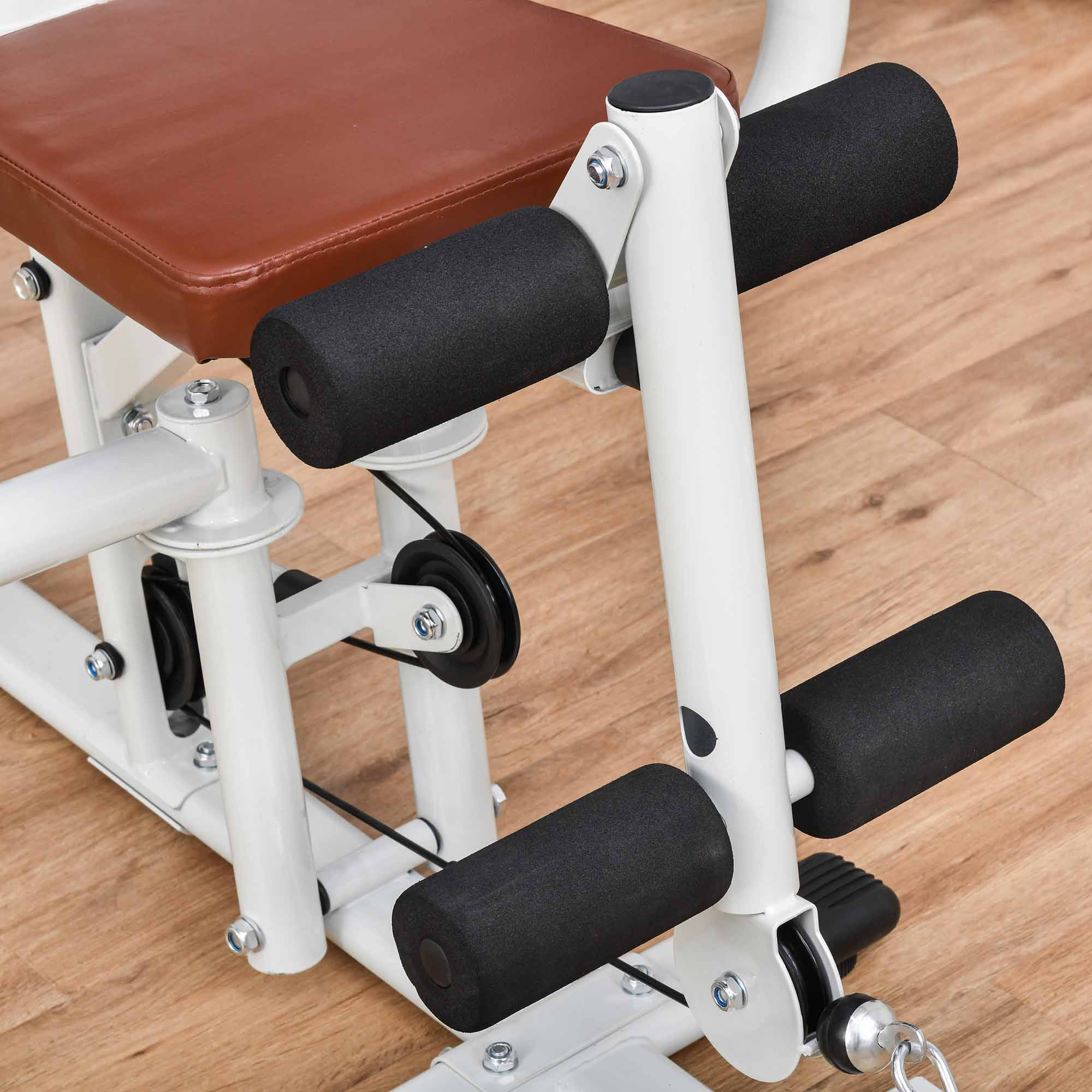 Gym Krachtstation Fitnessstation Multigym Fitnesscentrum Fitnessapparatuur incl. gewichten Latzug Beincurl Metaal PU-kunstleer Wit 150 x 110 x 210 cm