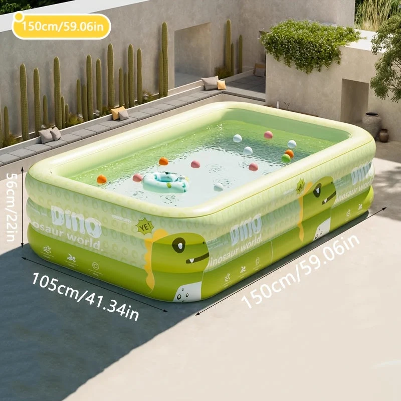 Aufblasbares Kinderplanschbecken mit Sonnendach und Dinosaurier Sprüher – UV-Schutz Pool für Kinder und Kleinkinder im Garten