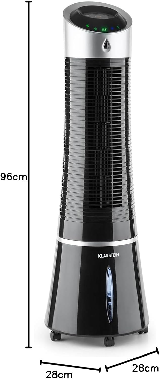Klarstein 4-in-1: Smart Luftkühler, Ventilator, Luftbefeuchter & Ionisation I 6 L Wassertank, Oszillation, 30 W, 210 m³/h, Timer I Klimagerät ohne Abluftschlauch, Mobiles Klimagerät, Schwarz-Rosegold