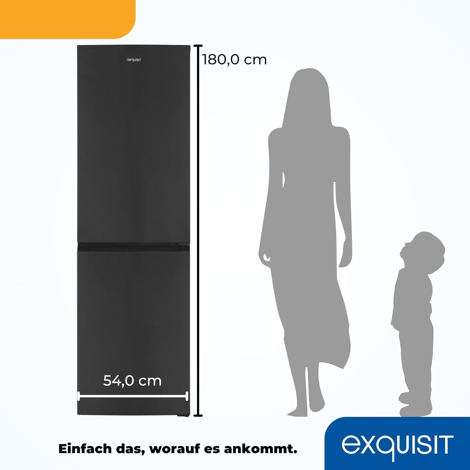 Exquisit Kühl-Gefrierkombination No-Frost 247 L, Freistehend, Inox-Look, 4-Sterne-Gefrierfach, Schnellgefrieren, LED, 39 dB(A), Energieklasse D