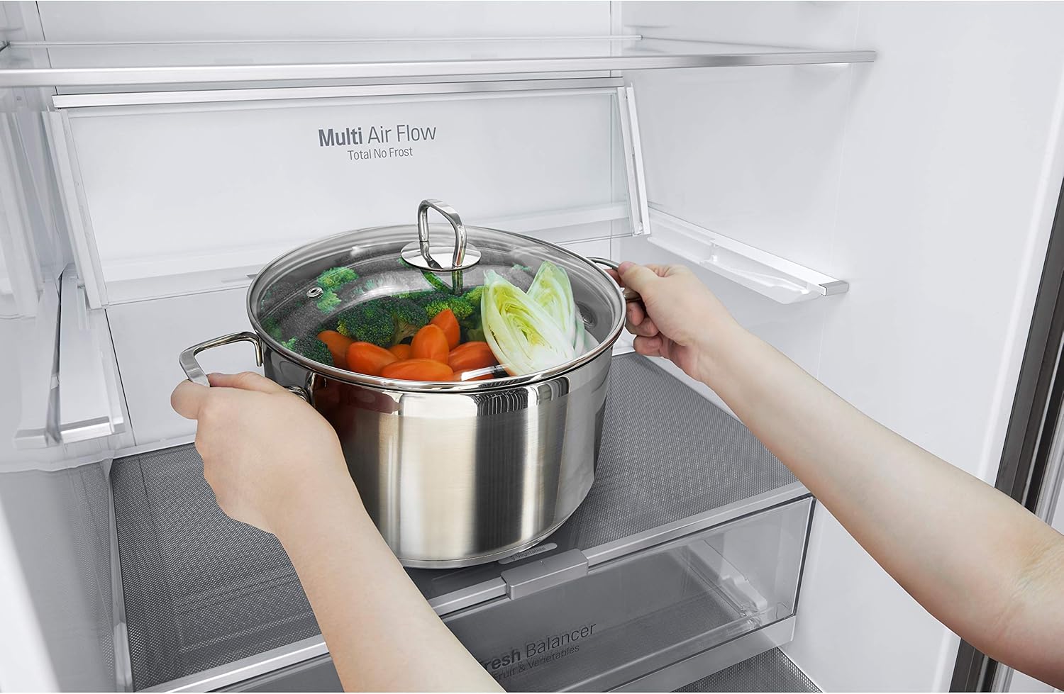 LG GBB567PZCMB Frigorífico Combi No Frost, Congelador, Compresor Smart Inverter, Inox Antihuellas, 499 l, Ancho 59.5 cm y Alto 203 cm