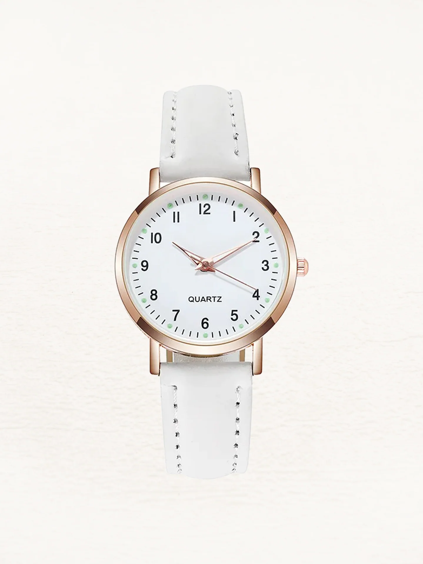 Damenarmbanduhr mit Lederarmband und Gehäuse in Roségold – Minimalistische Armbanduhr für den Alltag und schicke Anlässe