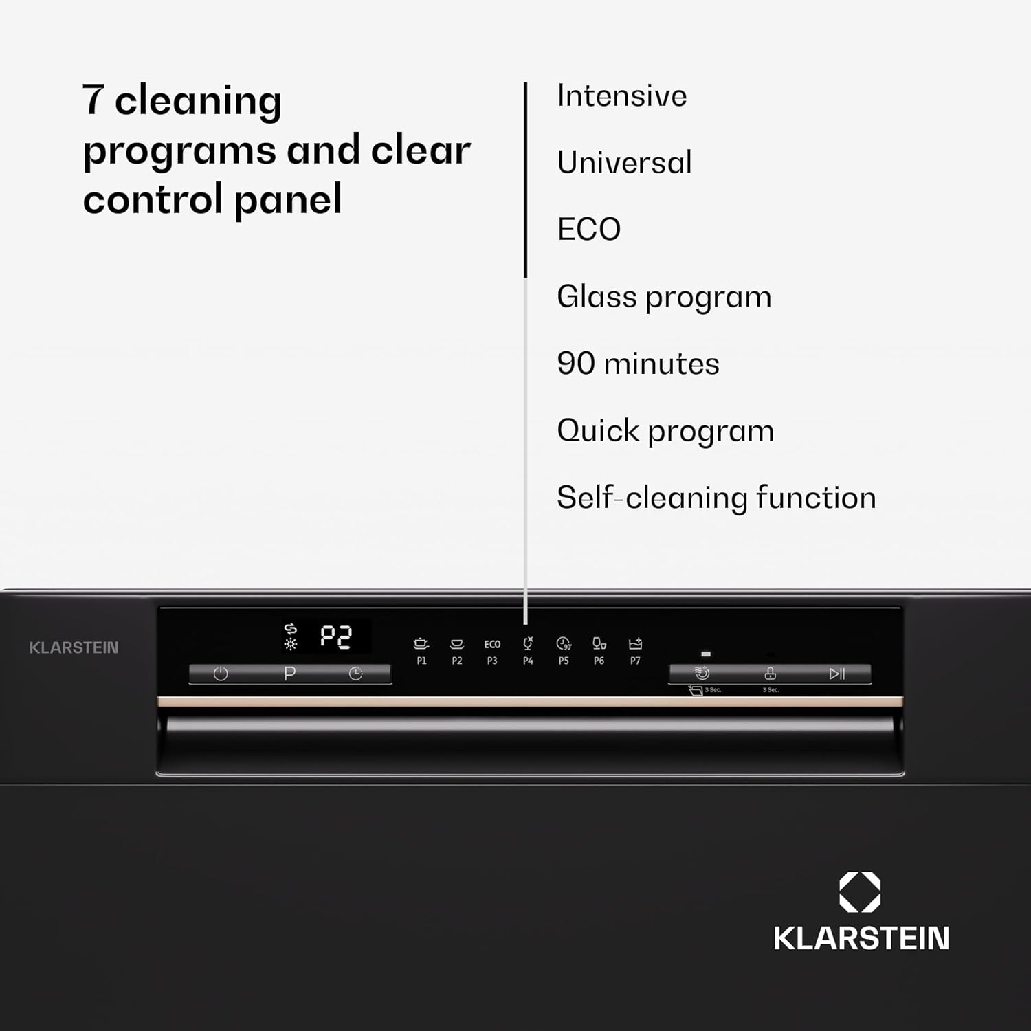 Klarstein  ia 8 - Spülmaschine, Geschirrspüler, Freistehend, Teilintegriert, F, 55 cm breit, 8 Maßgedecke, 6 Programme, Aquastop, silber