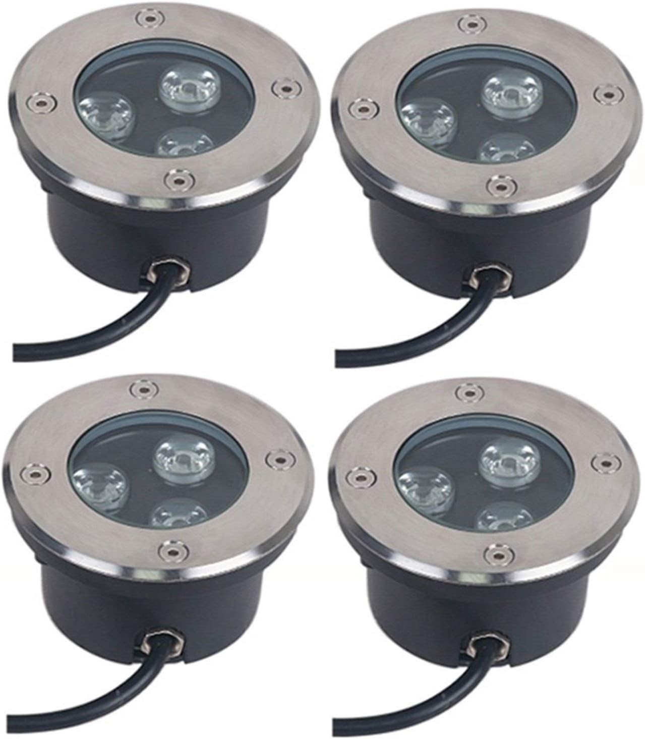 Ultradünne 3 W LED-Bodenleuchten, IP67, wasserdicht, Außeneinbaubeleuchtung für Garten, Hof und Terrasse, schlanke Landschaftslichter, 4 Stück für Weg und Deck