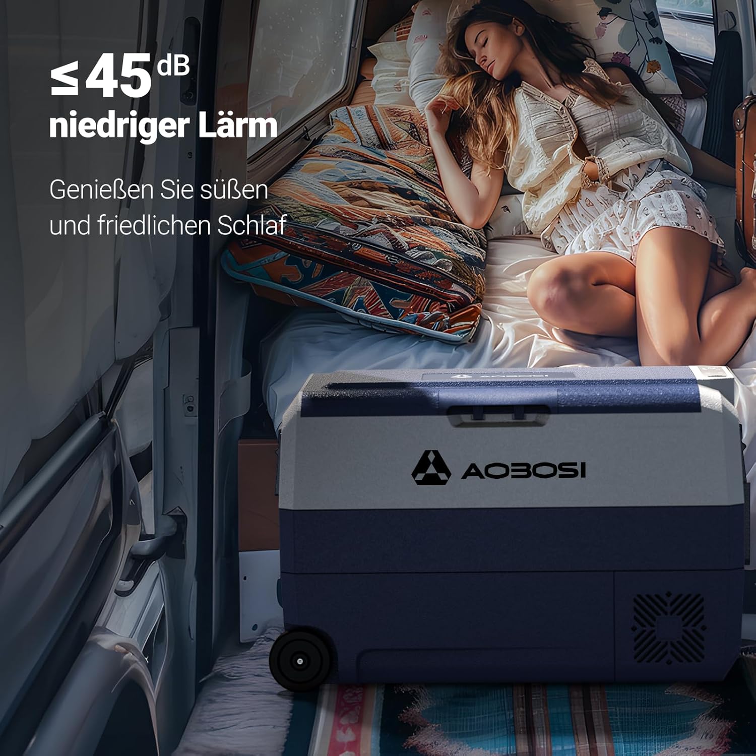AAOBOSI Compressor Cool Box 36 L, Cool Box Car with WiFi App Control, 12/24 V and 100-240 V Electric Cool Box, up to -20 °C for Car, Truck, Boat, Motorhome, Camping, Double Zone