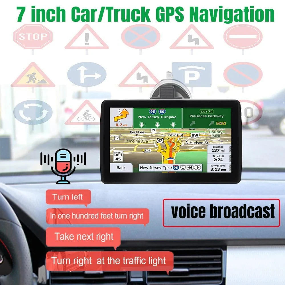 7-Inch GPS Navigation System – Car & Truck SAT NAV with Free 2024 Europe Maps