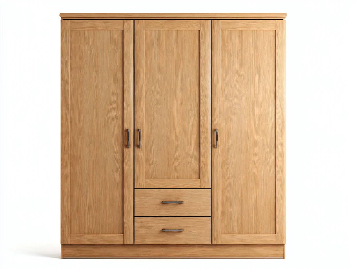 Armarios de tres puertas madera 160x60x190 cm - color natural - estilo moderno almacenamiento