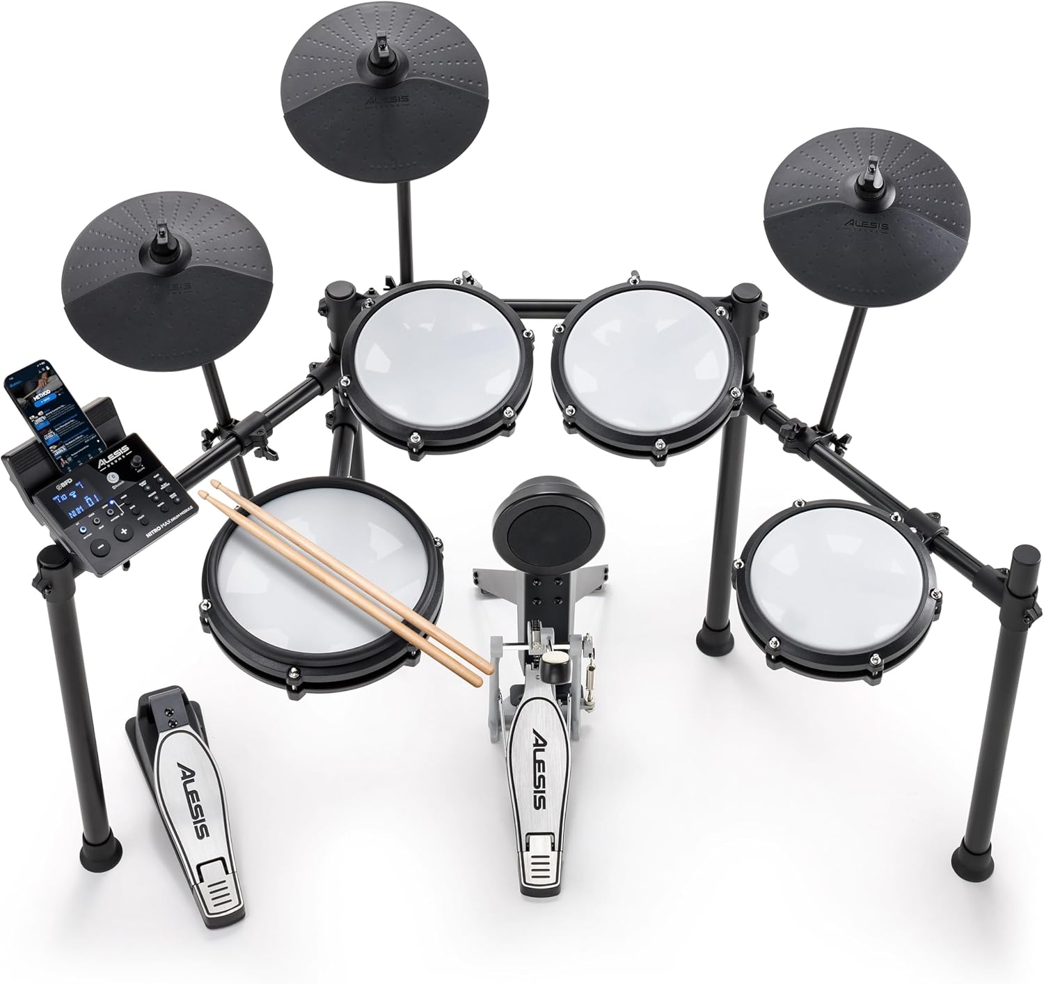 Nitro Max Electric Drum Set with Mesh Pads & Bluetooth