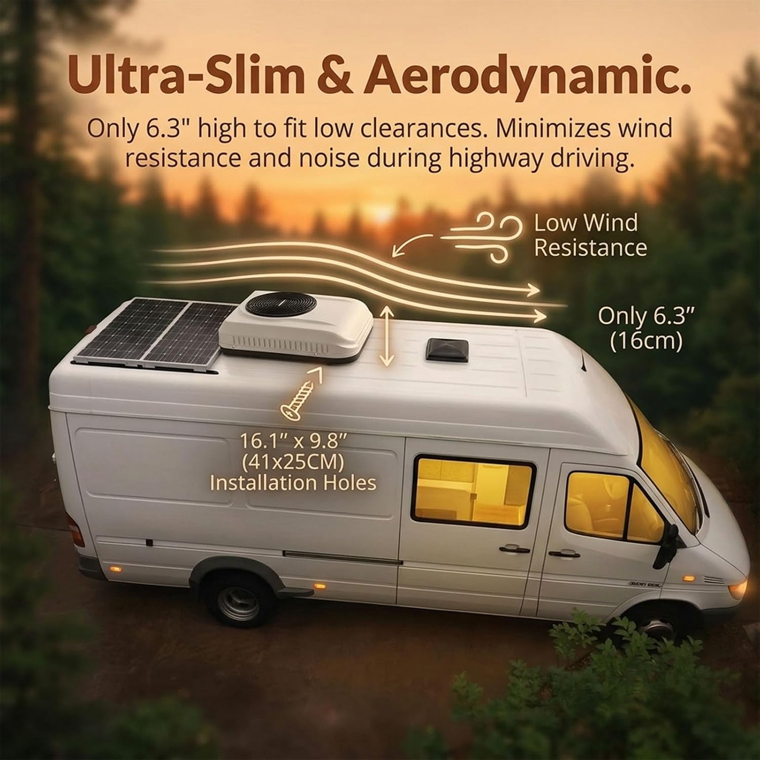 Batteriebetriebene RV-Klimaanlage, 12 V/24 V Gleichstrom, Dach, AC-Einheit für LKW, Camper, Van, Wohnmobil, 1800 W Kühlleistung, Inverter-Parkklimaanlage