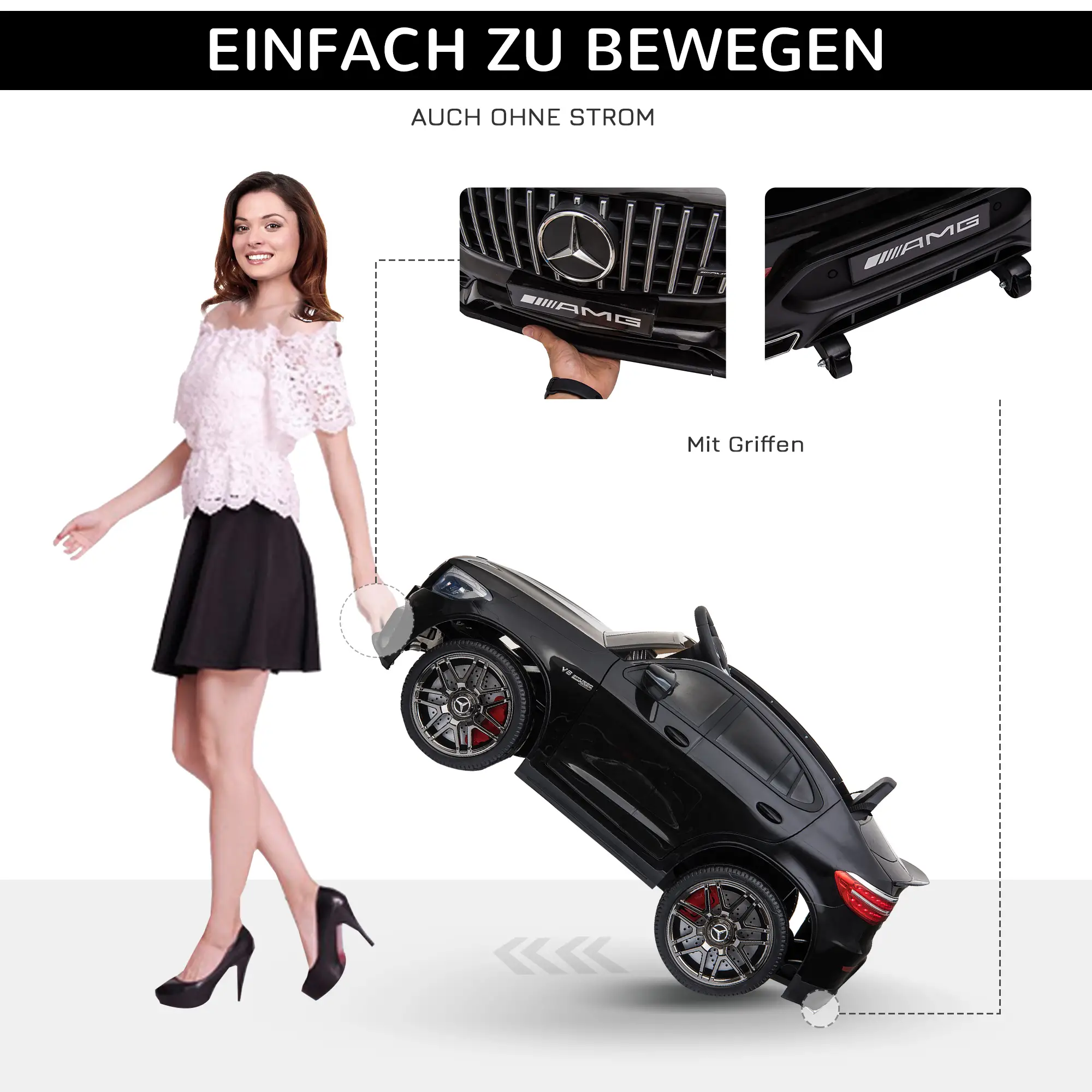 HOMCOM Kinder-Elektroauto Mercedes-Benz AMG mit Fernbedienung & Musik