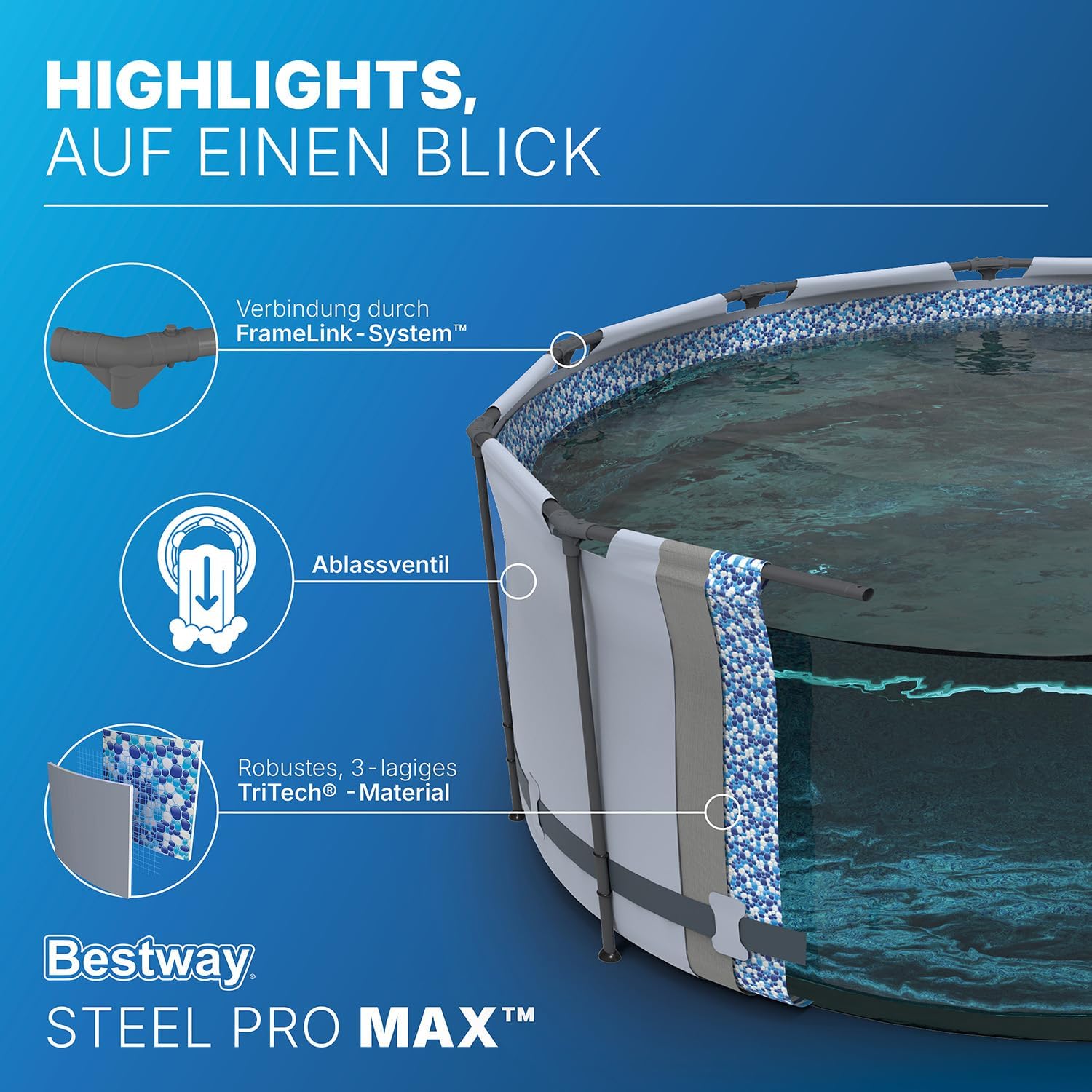 Bestway Steel Pro Max 5616B-7 Aufstellpool 366 x 100 cm
