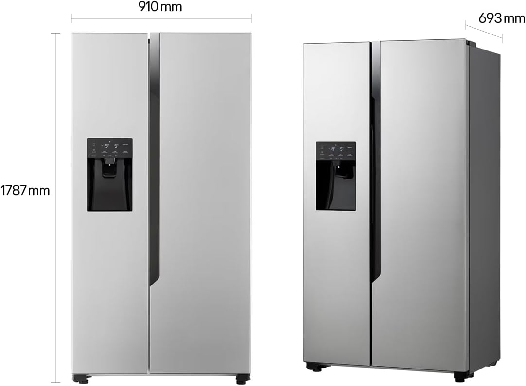 LG GSM32HSBEH Side-by-Side Kühlschrank mit Gefrierfach (562 L, Energieklasse E) mit Touch-Bedienfeld, Eis- und Wasserspender, Wassertank, Total No Frost, Silber