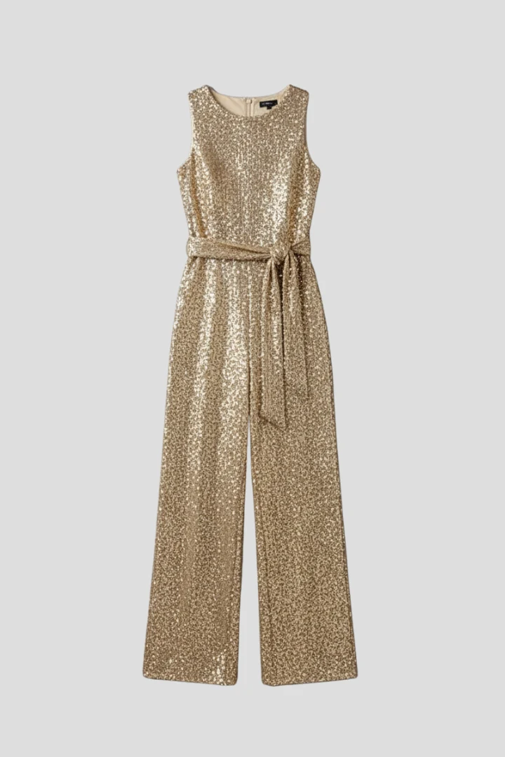 Damen-Jumpsuit mit Pailletten und geradem Bein