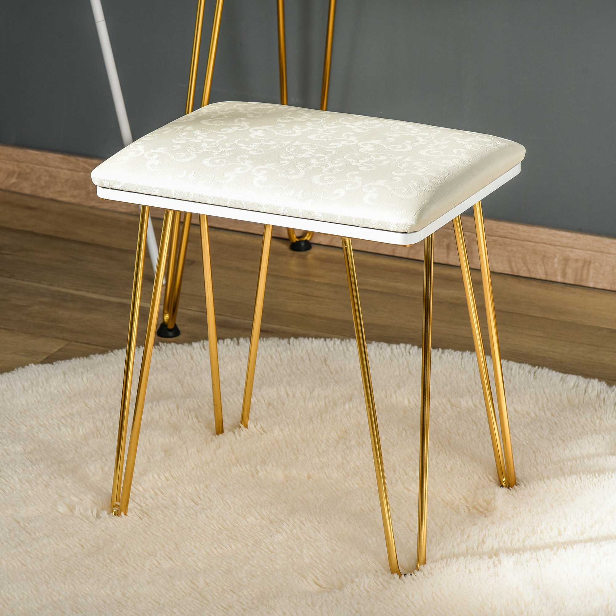 make-uptafel gestoffeerde kruk retro design