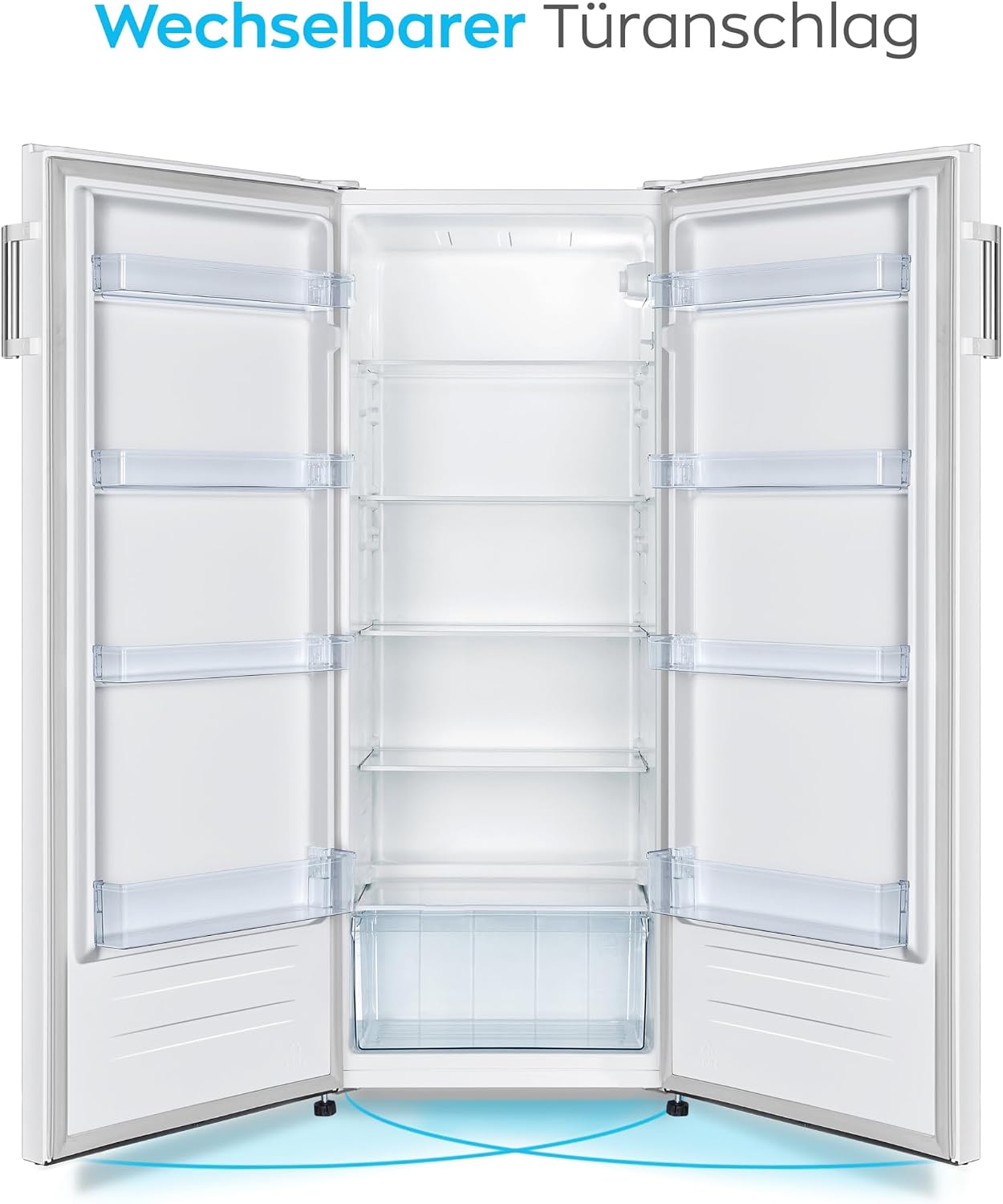 Heinrich´s freistehender Kühlschrank 242L, kühlschrank ohne gefrierfach, XXL, Vollraumkühlschrank, LED-Beleuchtung, Standkühlschrank mit 5Glasablagen, Türanschlag wechselbar, leise 40dB, (weiß)