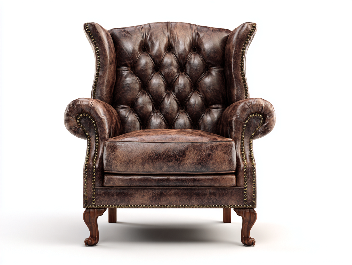 Ledersessel-Echtleder-Holz-90x98x114 cm-Braun-Vintage Stil