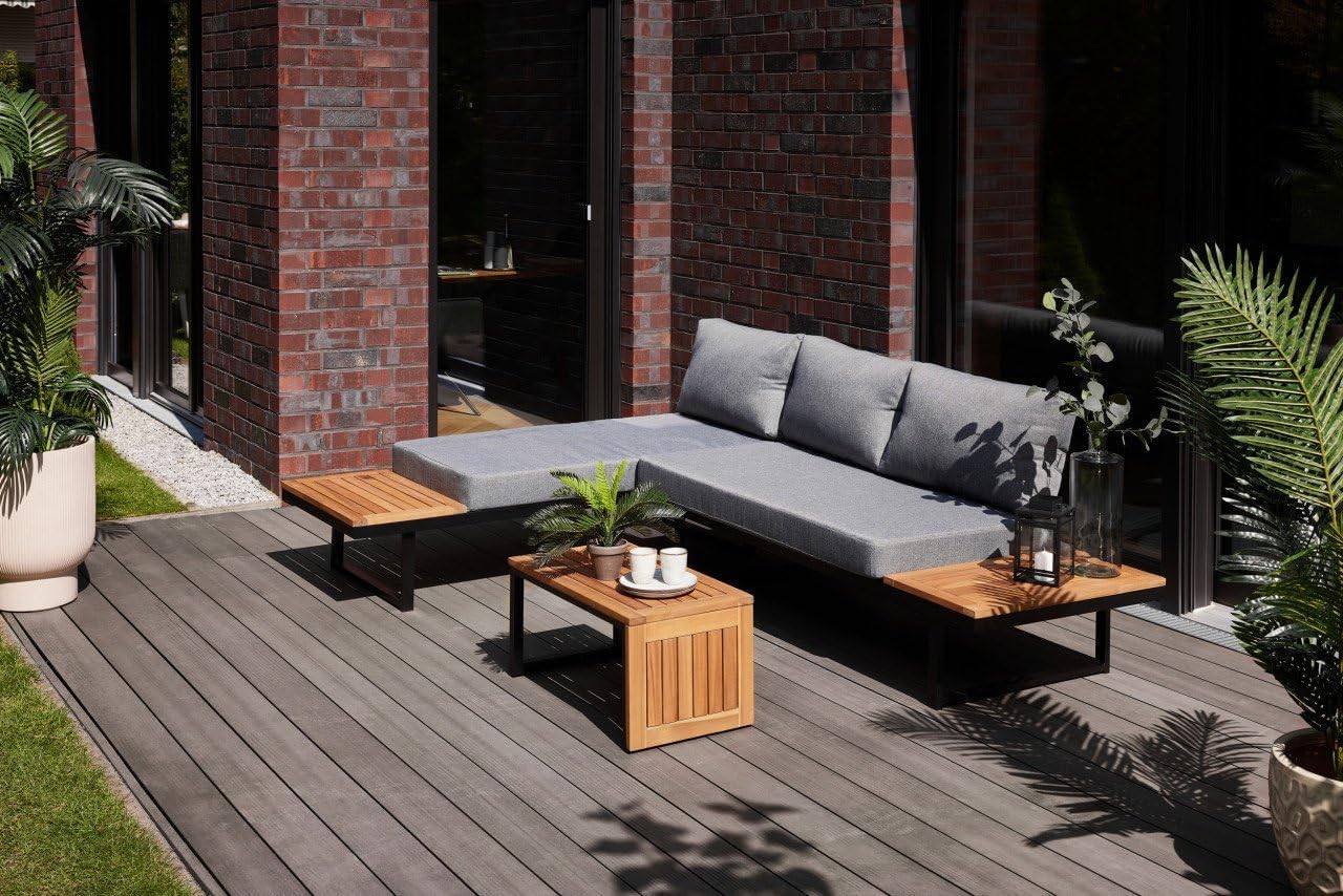 Primaster Gartenmöbel-Set Vulcano Holz/Aluminium Ecksofa Sitzgruppe Lounge Set