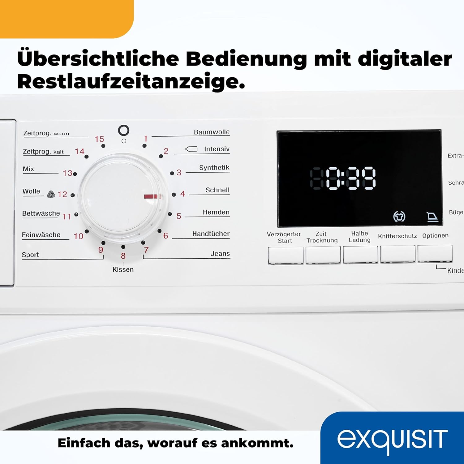 Exquisit Wärmepumpentrockner 9kg - leise Trocknung mit Knitterschutz, digitaler Anzeige & Schuhtray - TWP903-410 weiss