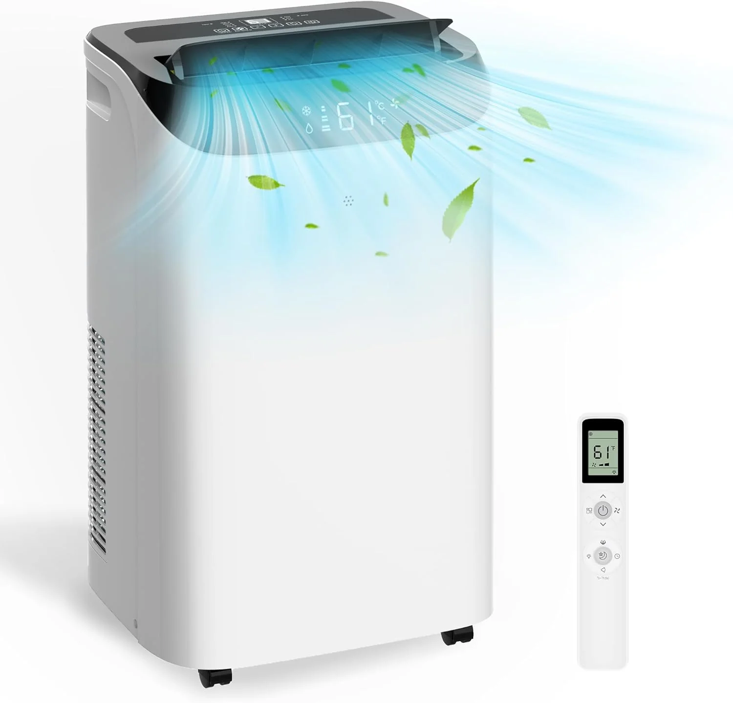 14.000 BTU Portable Air Conditioner Cools Up to 700 Sq.Ft. 3-IN-1 Energy Efficient Portable AC Unit with Remote Control & Installation Kits for Large Room. Campervan. Office. Temporary Space