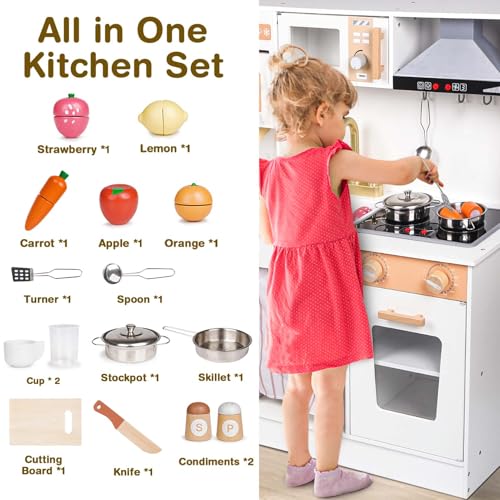 Cucina Legno per Bambini Cucina Giocattolo per Bambini Cucina Bambini Accessori Cucina Bambini Cucina Bambina Giochi Bambini 3 4 5 6 Anni : Giochi e giocattoli