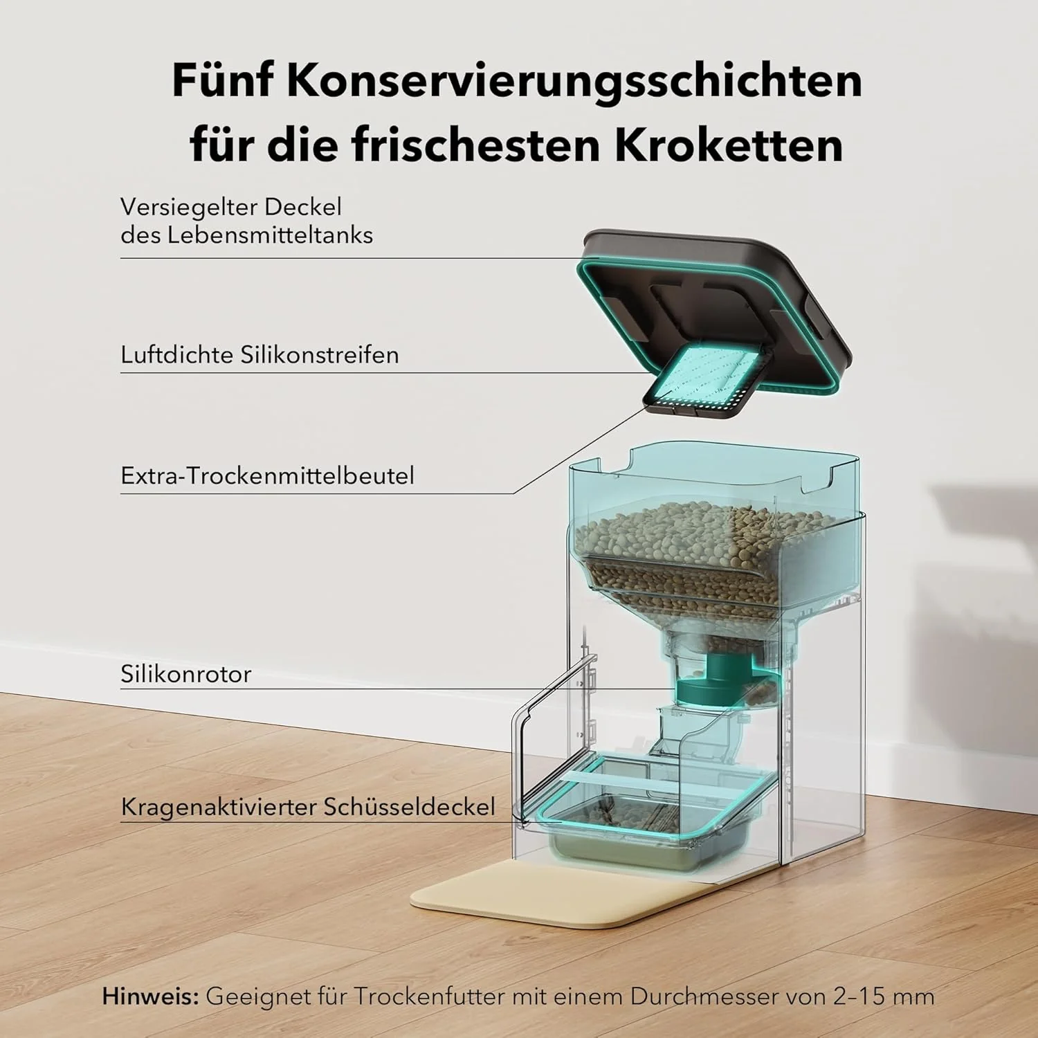 PETLIBRO RFID voerautomaat voor katten, 5G Wi-Fi automatische huisdiervoederdispenser, kattenvoerautomaat met sensor voor halsbandtag, automatische kattenvoederdispenser met app, 1-10 maaltijden, 3L