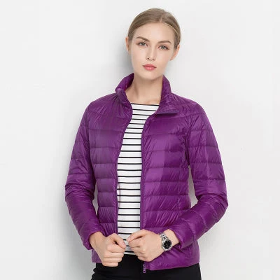 Leichte Damen Steppjacke f��r den Fr��hling | Wasserabweisende ��bergangsjacke mit Stehkragen und Daunenf��llung | Winddichte