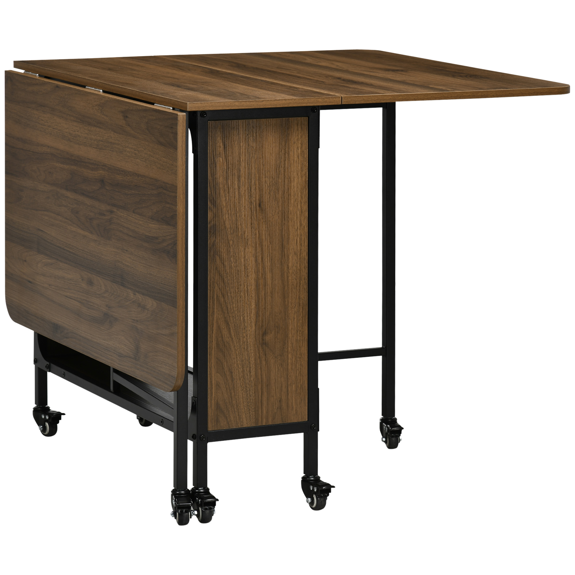 Mobiele Klaptafel, 2 Inklapbare Zijden, 130 x 80 x 74 cm, Bruin