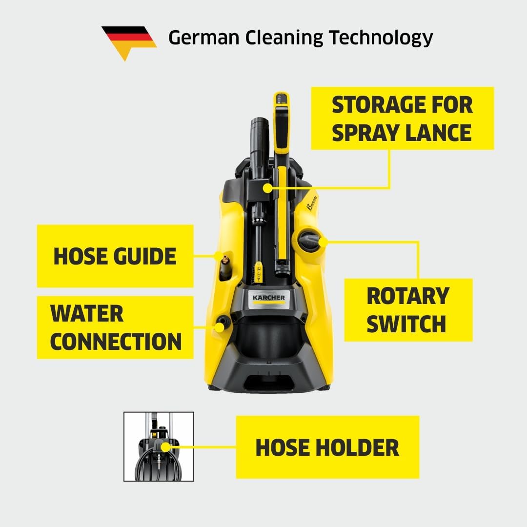 Krcher Hochdruckreiniger K 5 Compact, Druck: max. 145 bar, Durchfluss: max. 500 l/h, Flchenleistung: 40 m/h, Wasserfilter, Gewicht: 12 kg, Hochdruckschlauch und -pistole, Dreckfrser, Strahlrohr