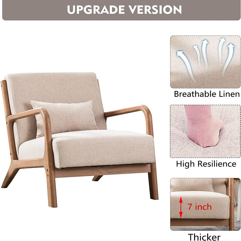 Bonzy Home Mid Century Modern Accent Chair with Solid Wood Frame