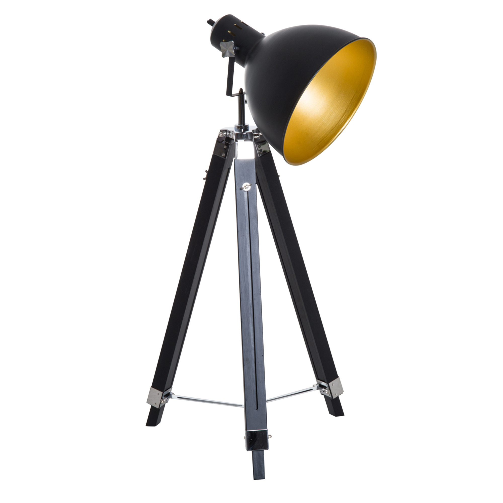 ? staande lamp driepoot vloerlamp in hoogte verstelbaar 108-152 cm E27 industri?le zwarte vloerlamp grenen goud 65 l x 65 b x 152 h cm