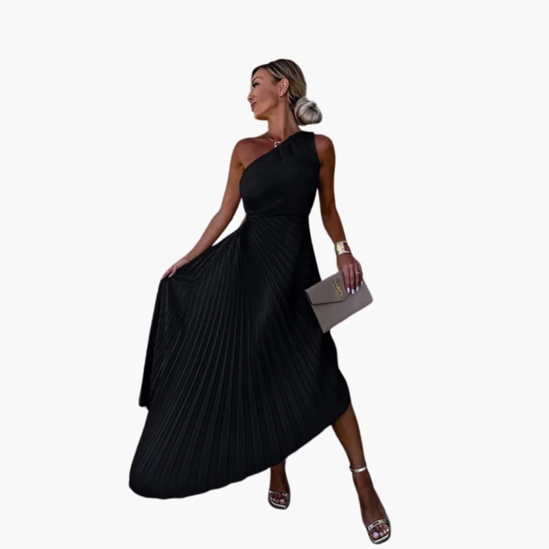 Asymmetrisches Cocktailkleid f��r Damen mit One-Shoulder-Ausschnitt und Plissee-Design
